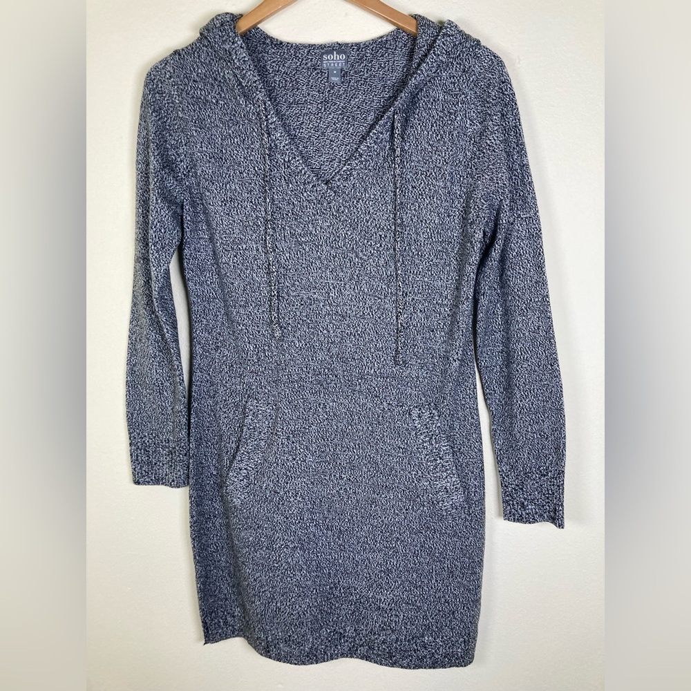 SOHO Street NY & Co Hooded Sweater Dress M Gray Knit Pullover